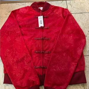 Joe Fresh Lunar New Year Red Bomber Jacket with Leaf Pattern - SOLD OUT